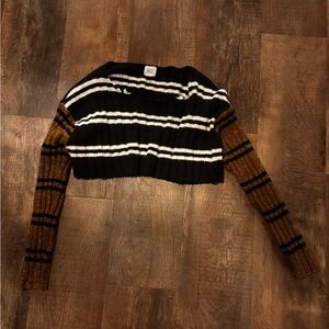 Striped Cropped Sweater with Long Sleeves from Urban Outfitters